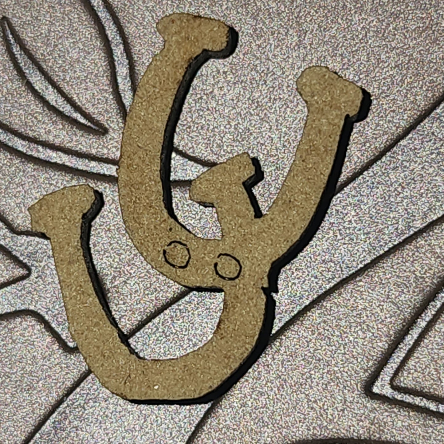 Wooden double horseshoes button/embellishment 20mm high