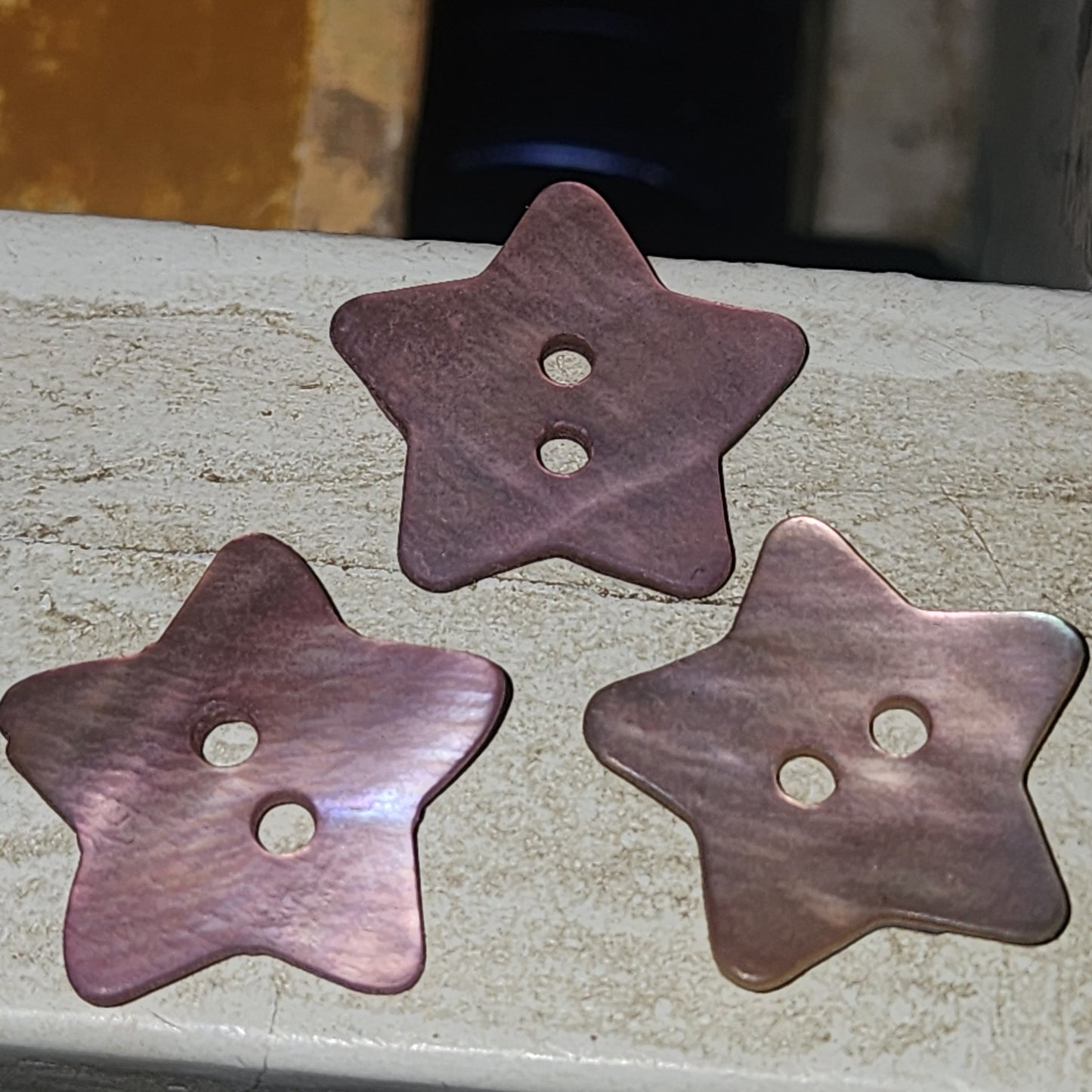 Mother of pearl star button - various colours 20mm