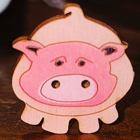 Wooden Pig Button 25mm high
