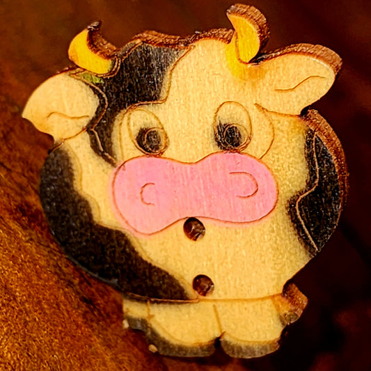Wooden cow button 25mm high