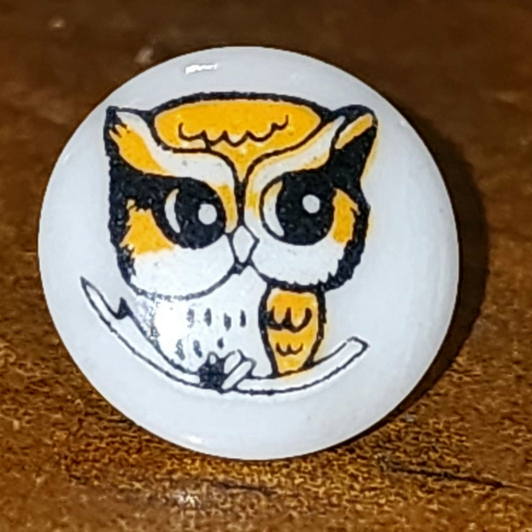 Owl button round 12mm