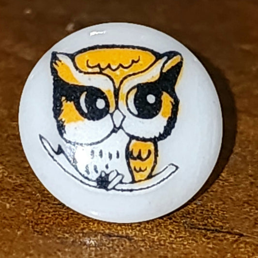 Owl button round 12mm