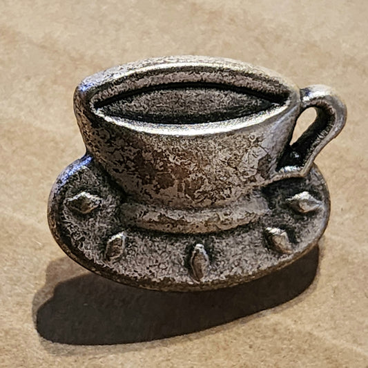 Silver metal cup buttons - teacup(20mm wide) or coffee mug (12mm high)
