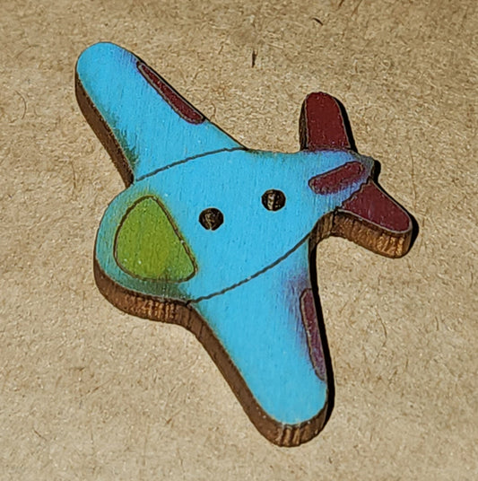 Wooden Aeroplane Button 30mm wide