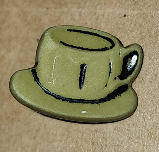 Teacup button olive 15mm wide
