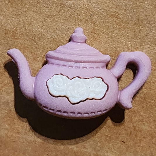 Victorian teapot button pink 25mm wide
