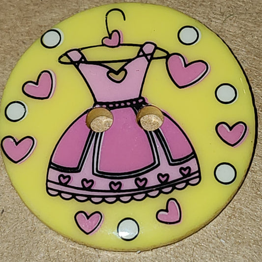 Pink Dress Button 25mm (round)