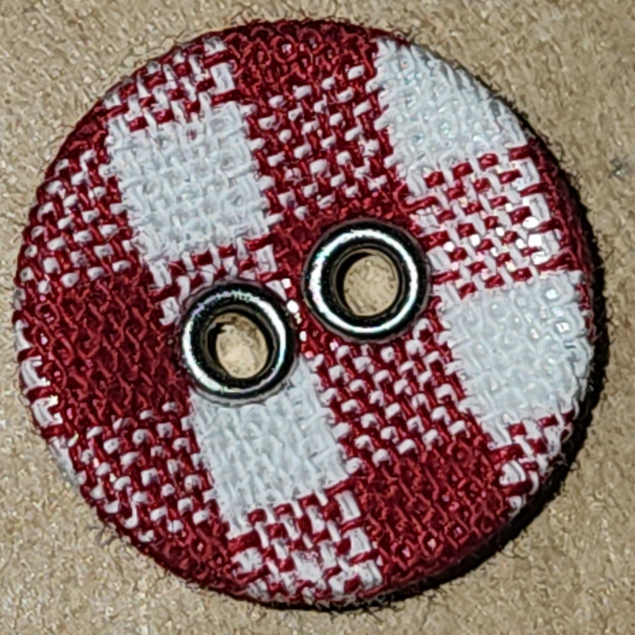 Round gingham button 14mm - 4 colours