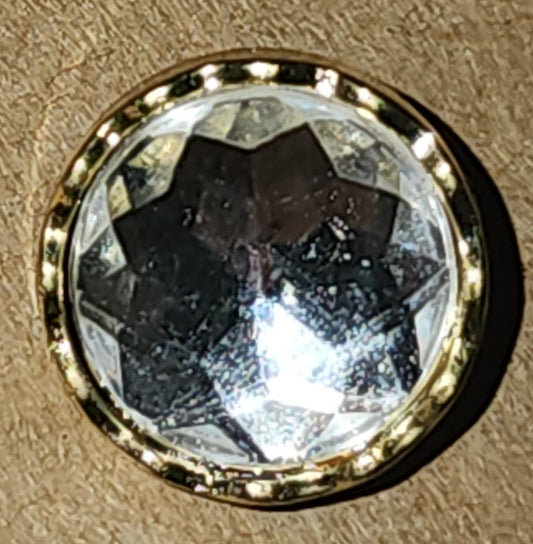 Framed faceted crystal button - gold or silver (diamante)