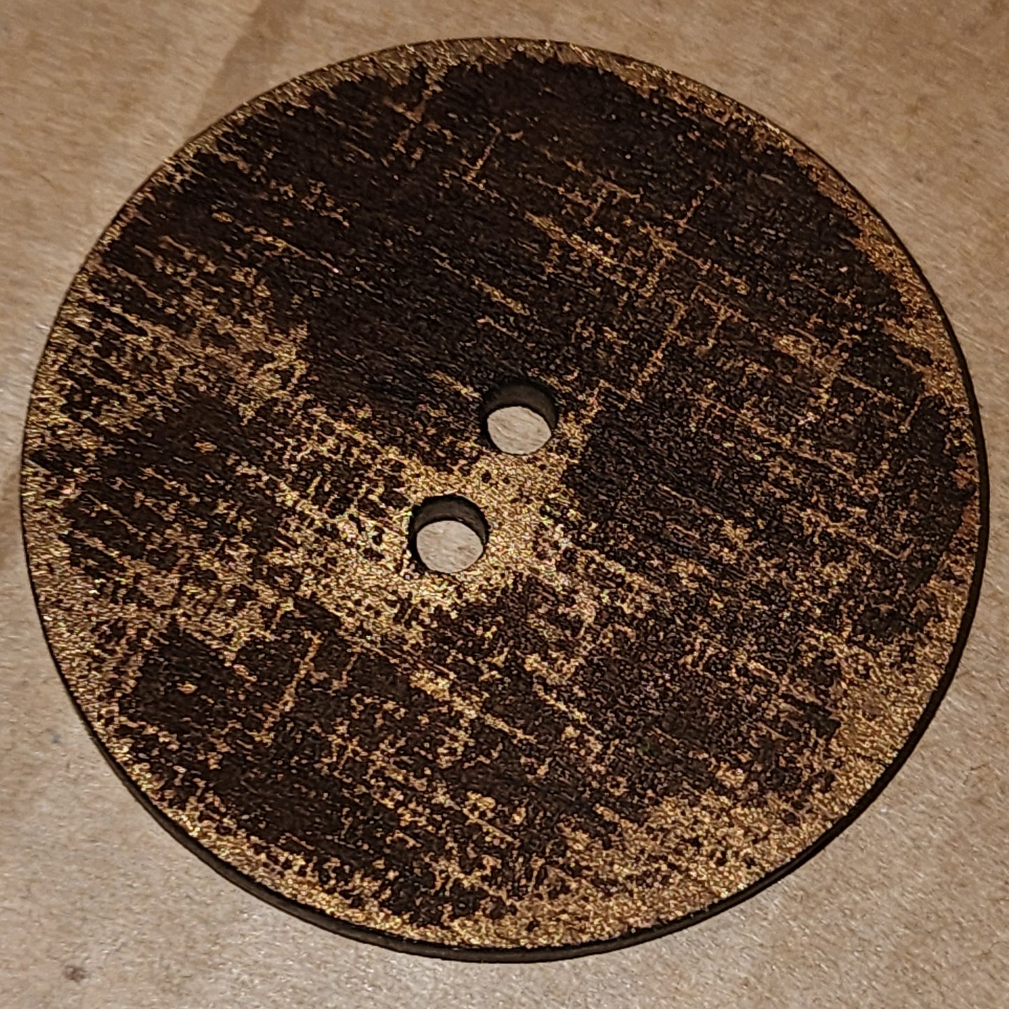 Large 50mm round rustic distressed buttons - black and brown