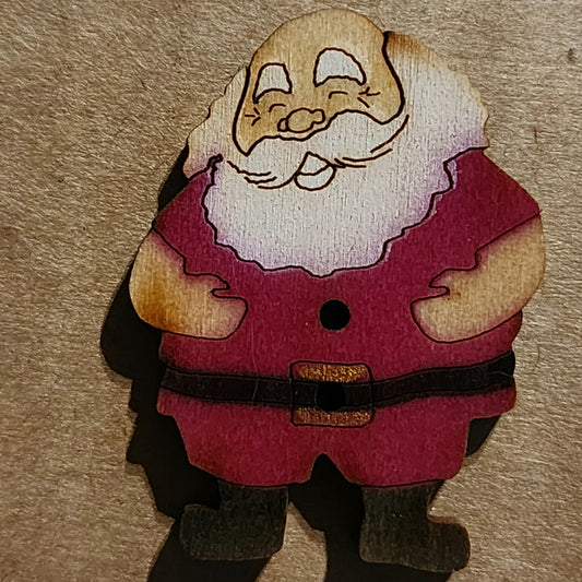 Wooden Santa button 33mm high