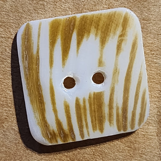 Square rustic brown white button 15mm