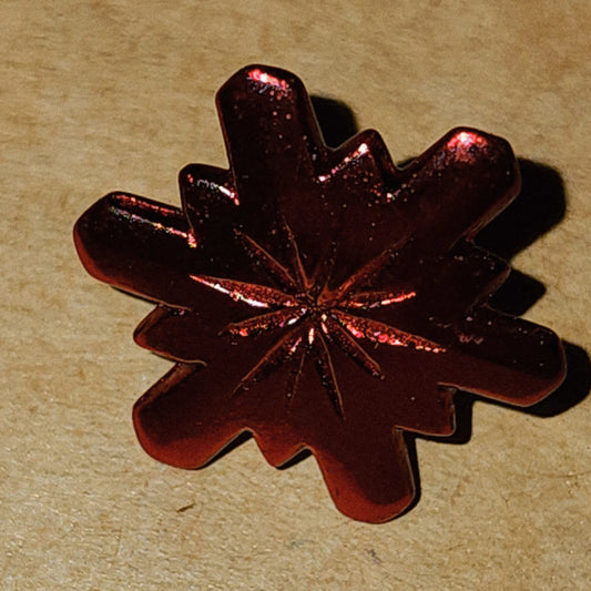 Red metallic snowflake button 18mm