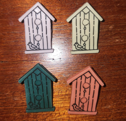 Birdhouse button 30mm high - 4 colours