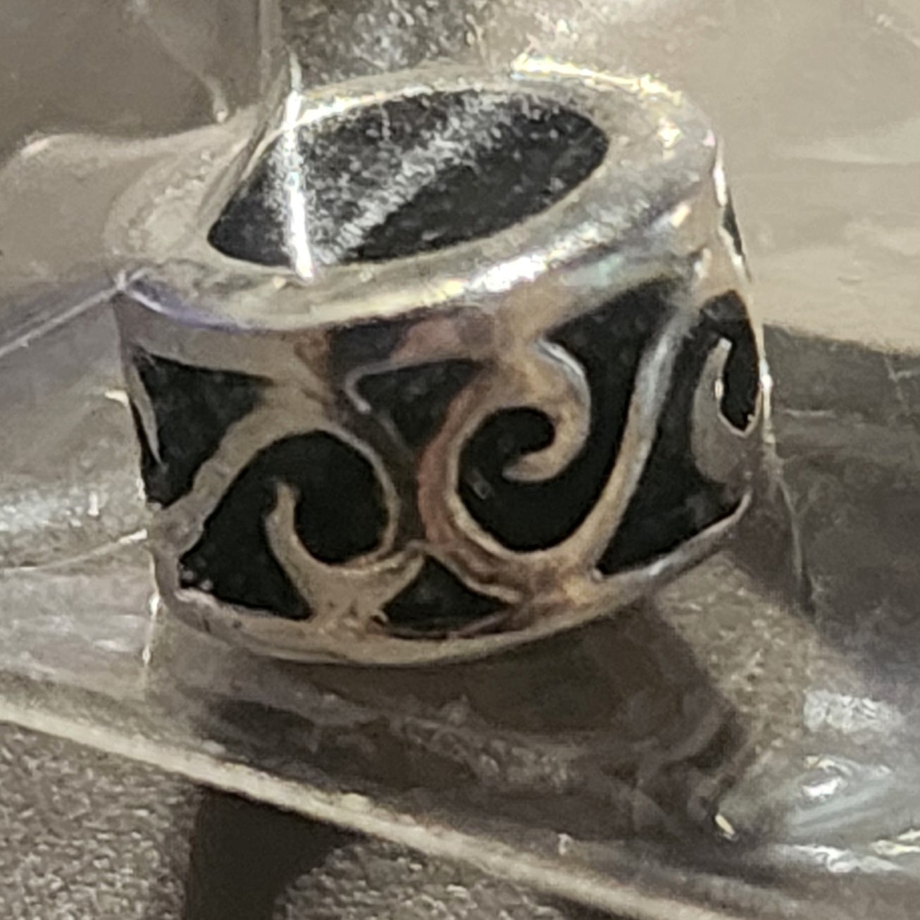 Sterling silver round scroll bead