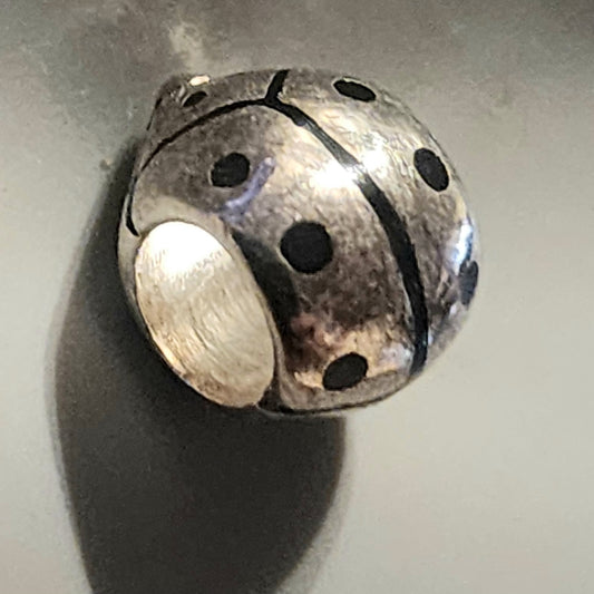 Sterling silver ladybug bead 10mm