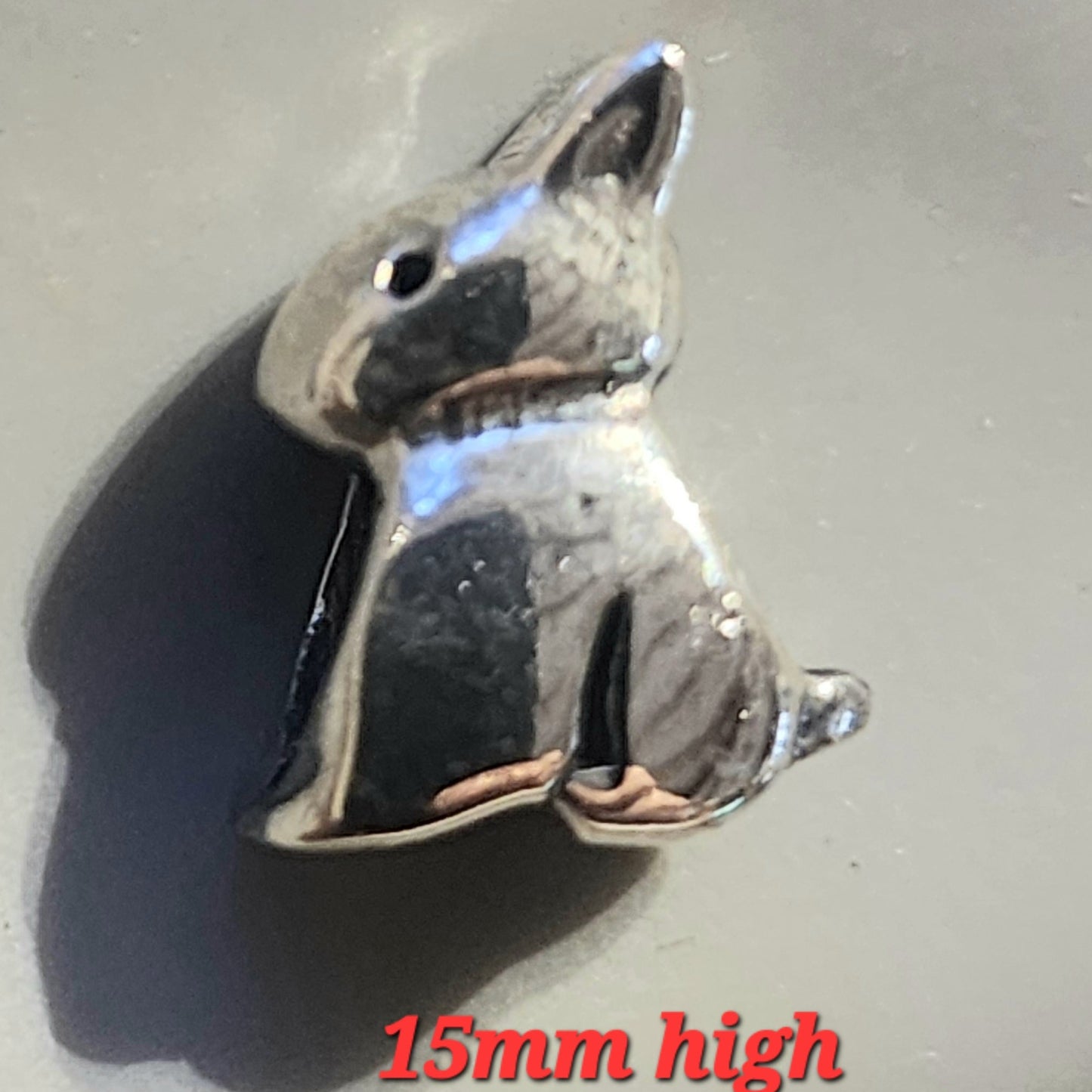 Sterling silver bunny bead 15mm