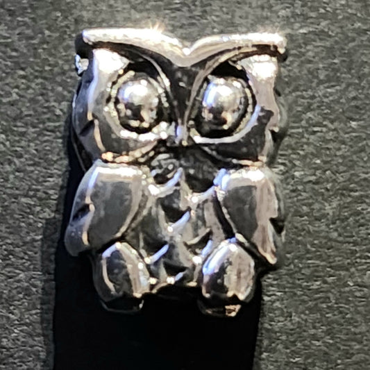 Sterling silver owl bead