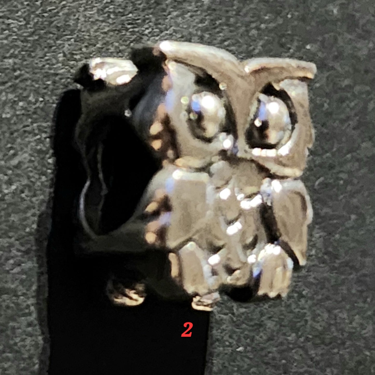 Sterling silver owl bead