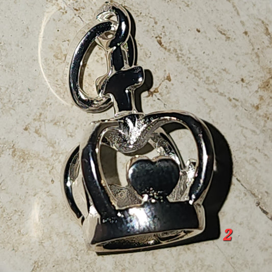 Sterling silver 4 heart crown charm 20mm
