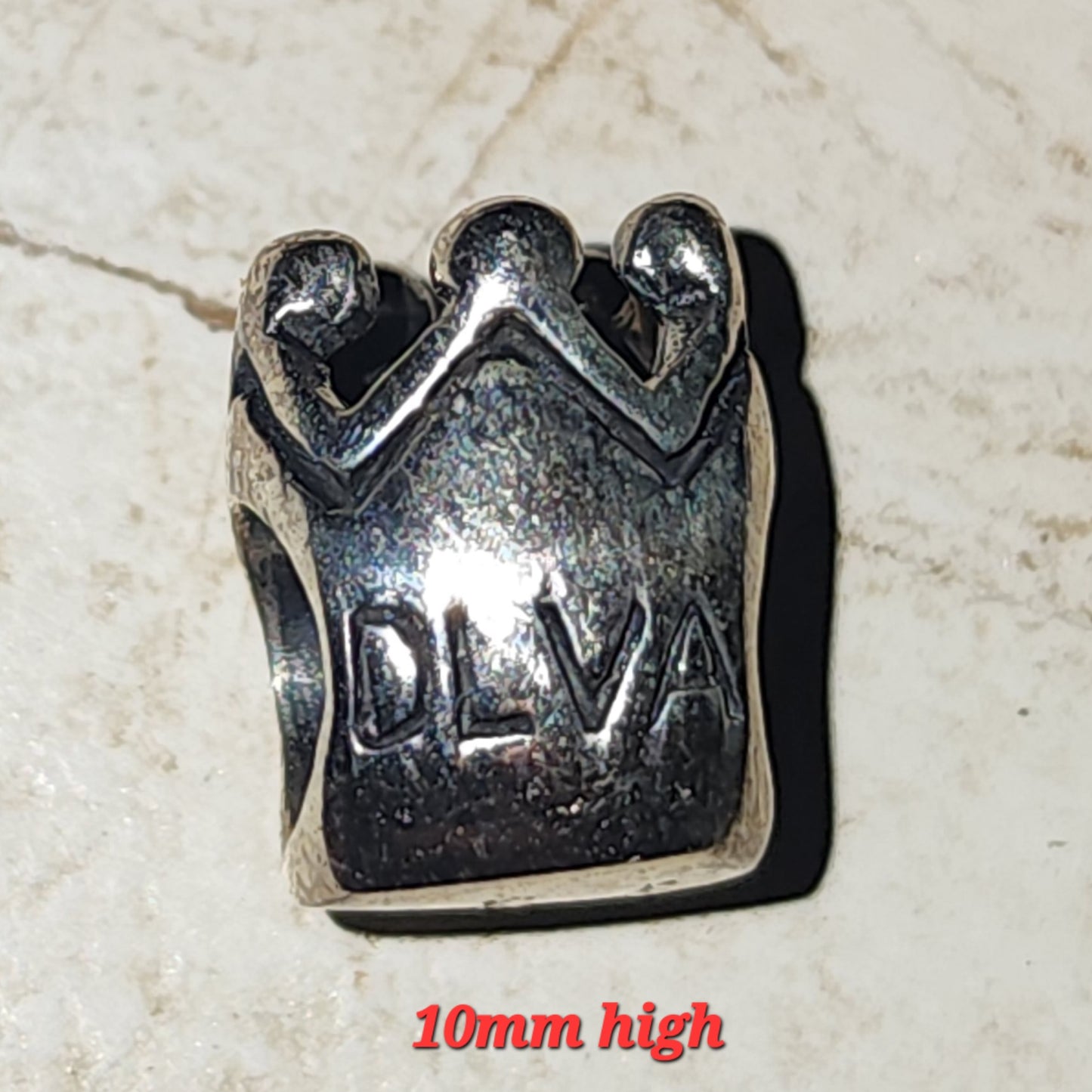 Sterling silver DIVA crown bead 10mm high