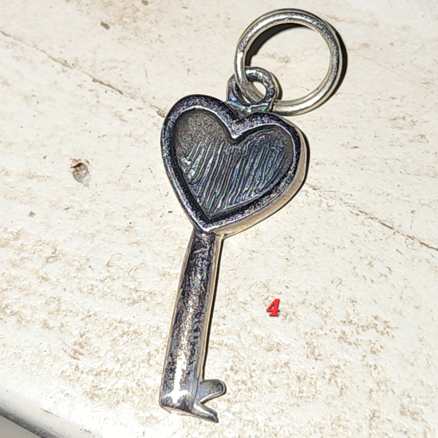 Sterling silver dangle key charm 20mm