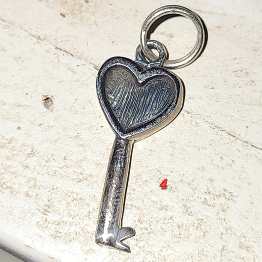 Sterling silver dangle key charm 20mm