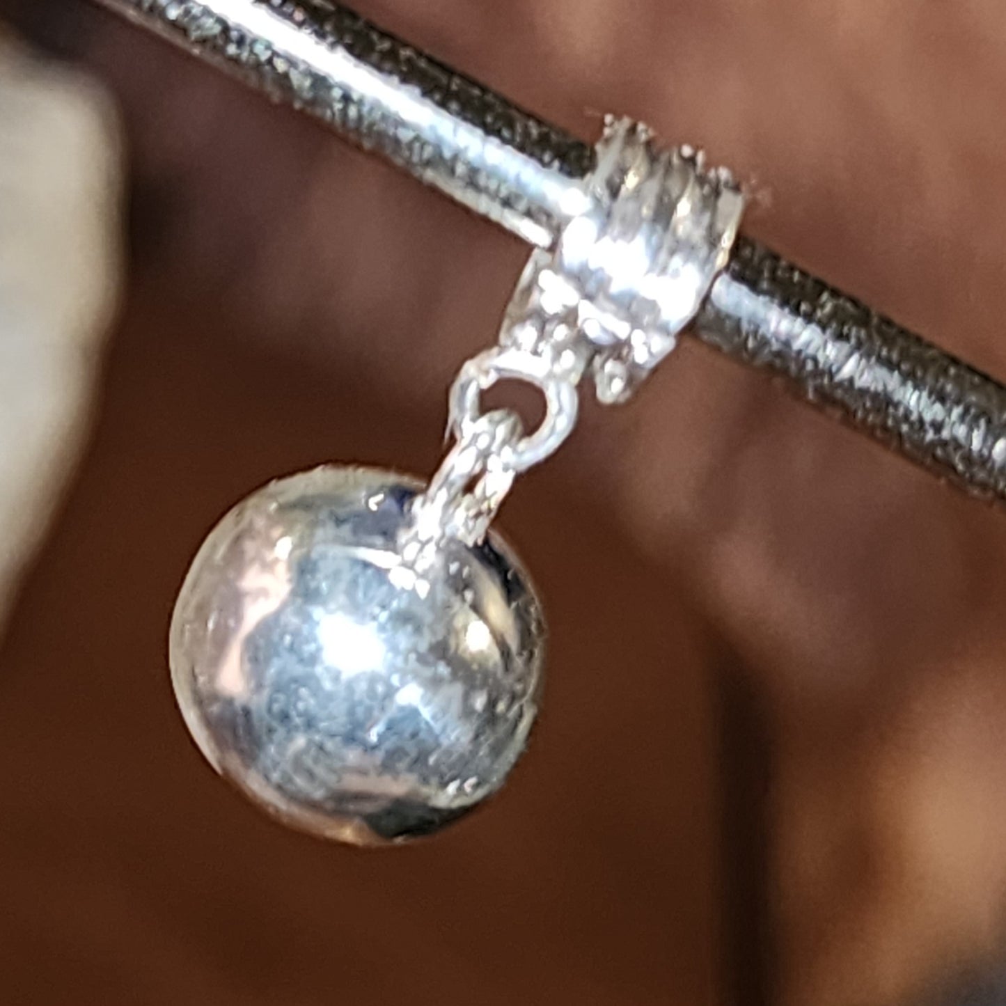 Sterling silver solid ball dangle charm 10mm