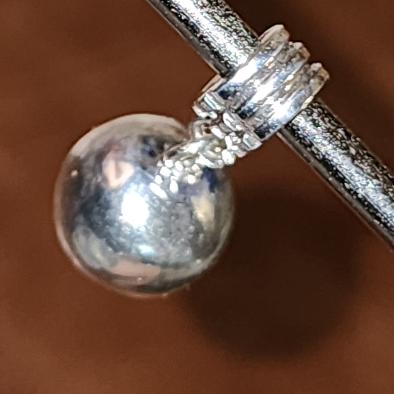 Sterling silver solid ball dangle charm 10mm