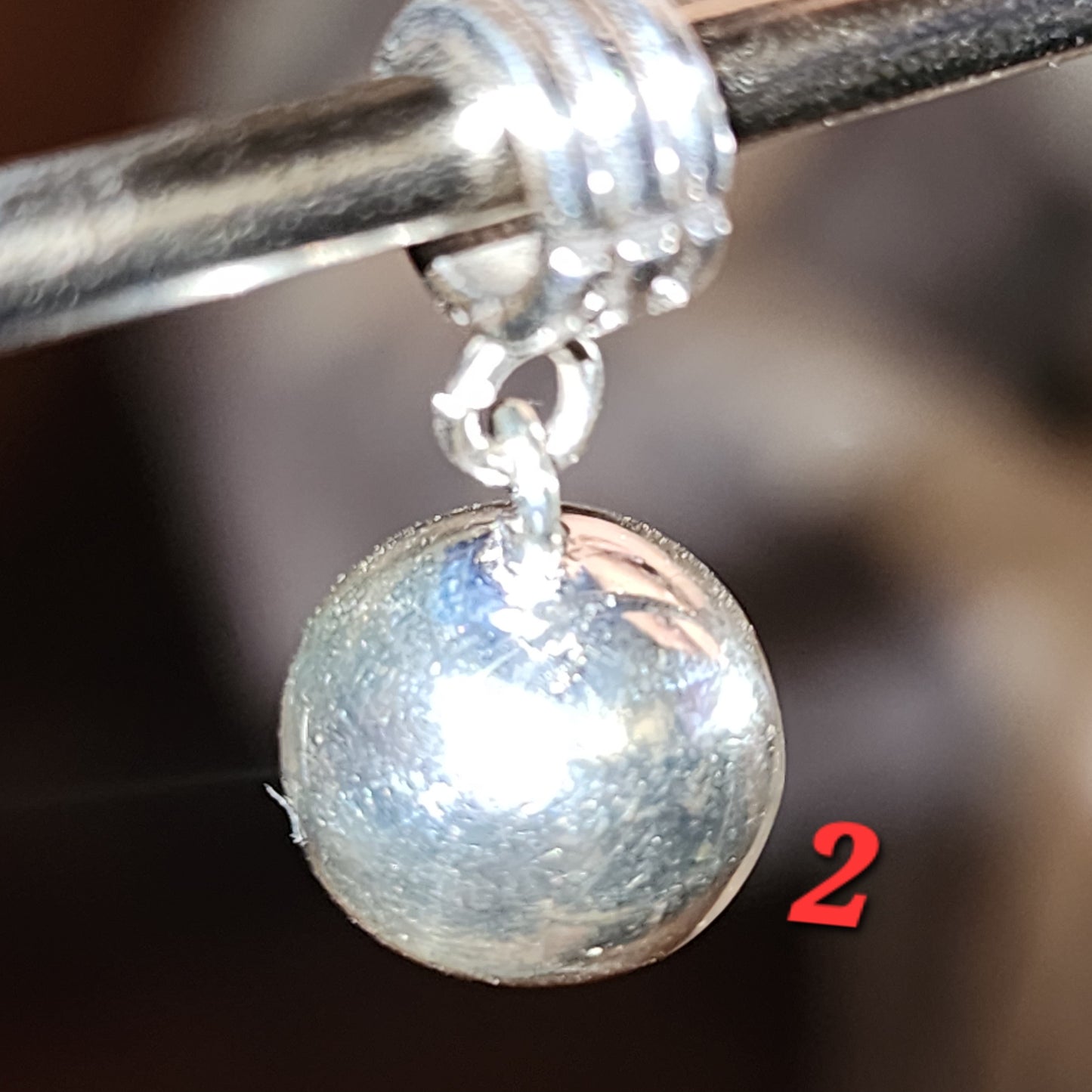 Sterling silver solid ball dangle charm 10mm