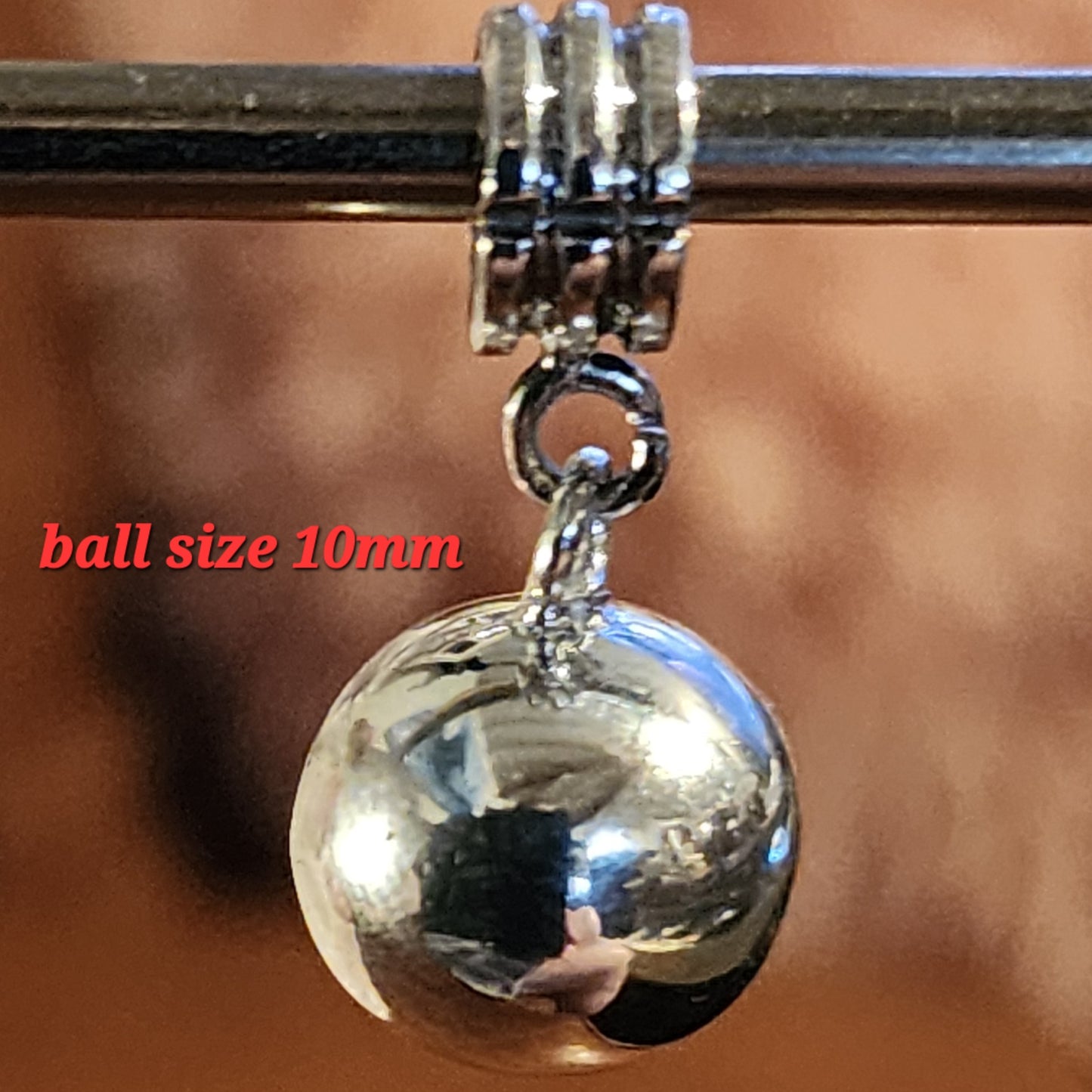 Sterling silver solid ball dangle charm 10mm