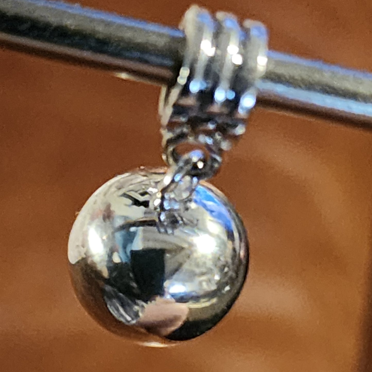 Sterling silver solid ball dangle charm 10mm