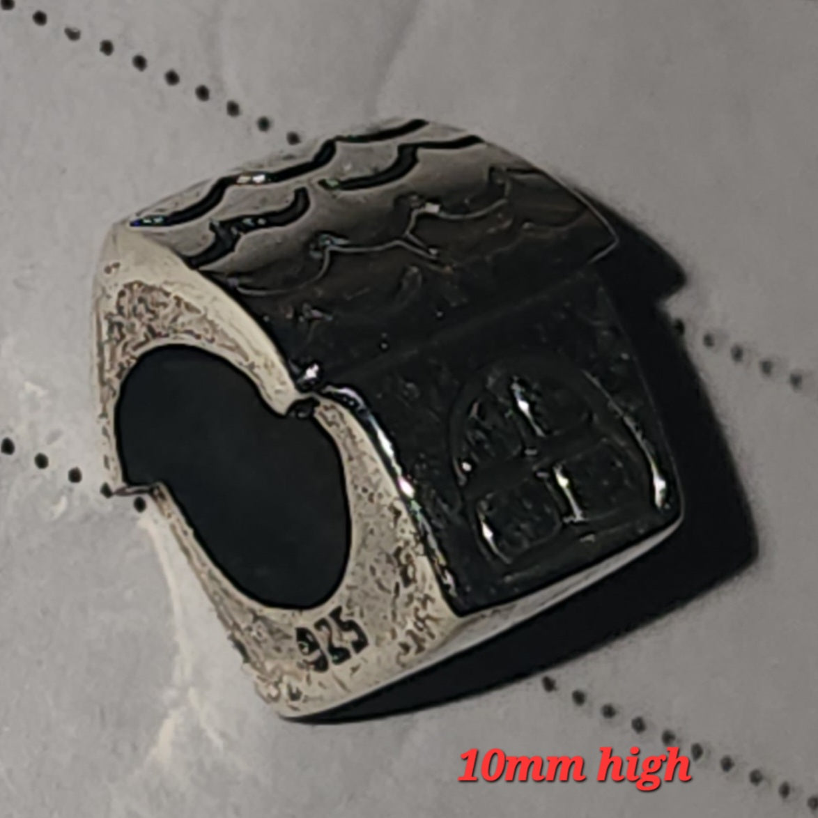 Sterling silver house bead 10mm
