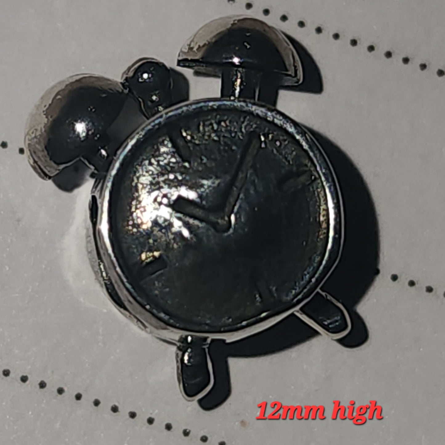 Sterling silver alarm clock bead 12mm