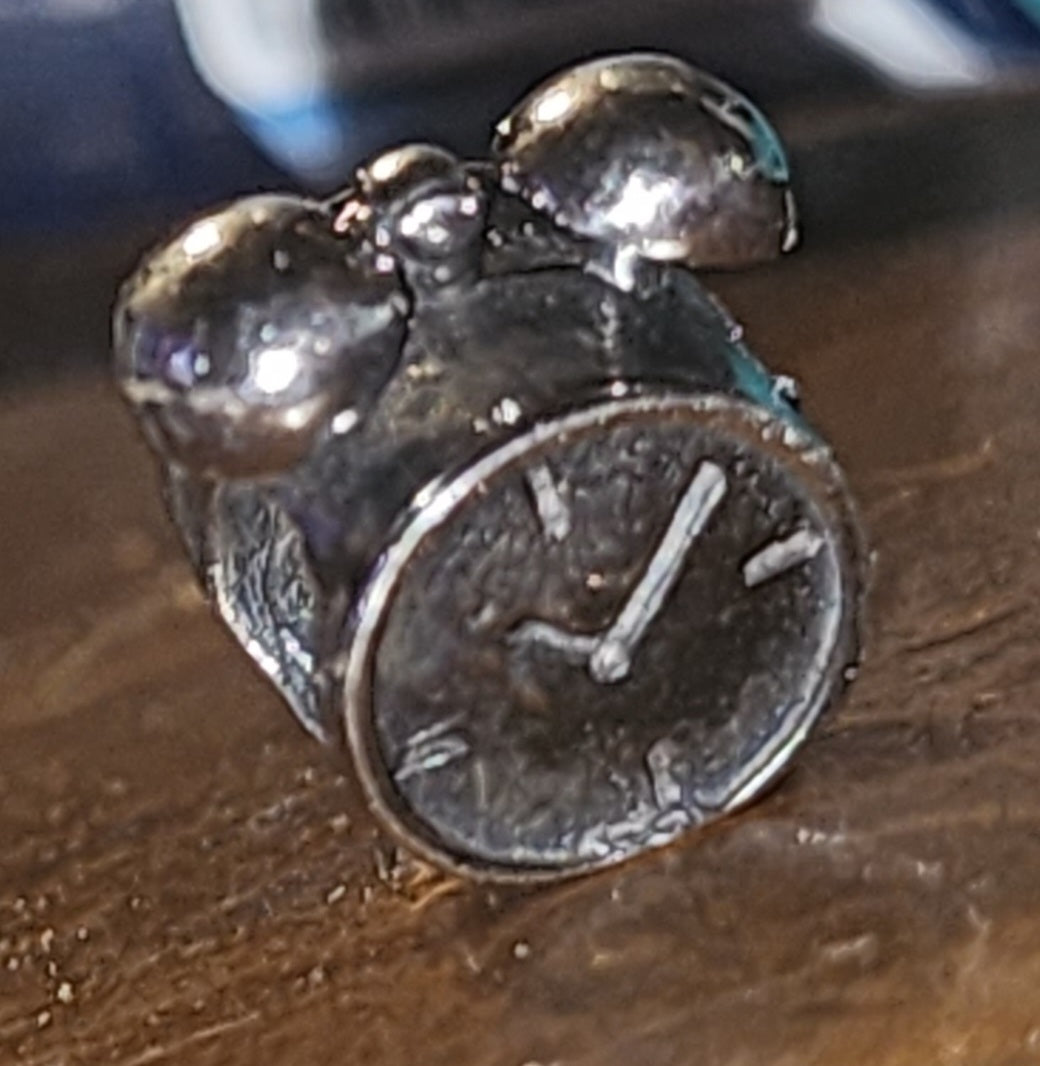 Sterling silver alarm clock bead 12mm