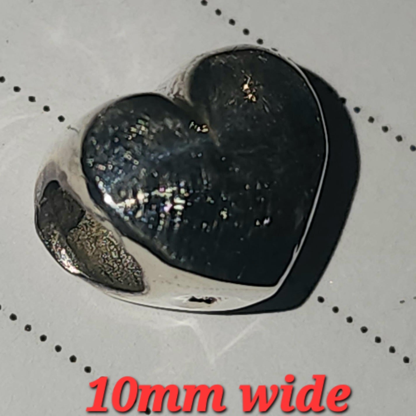 Sterling silver heart bead 10mm