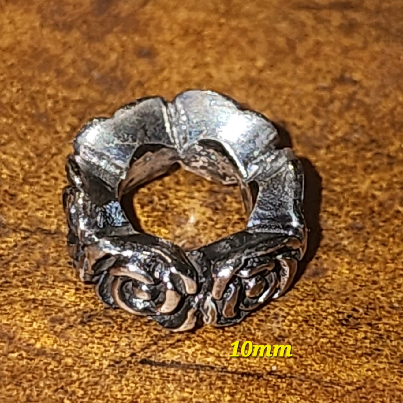 Sterling silver floral ring bead