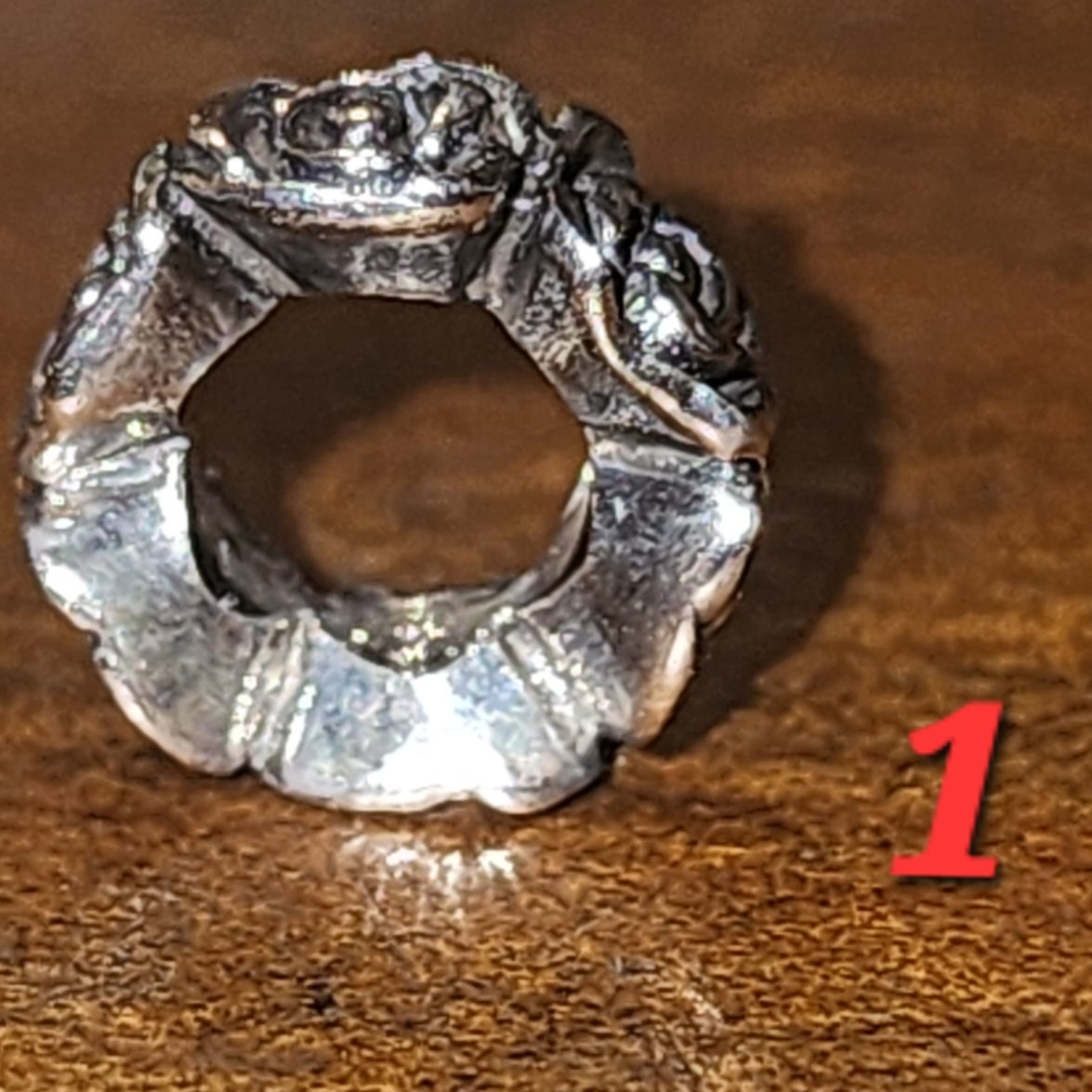 Sterling silver floral ring bead