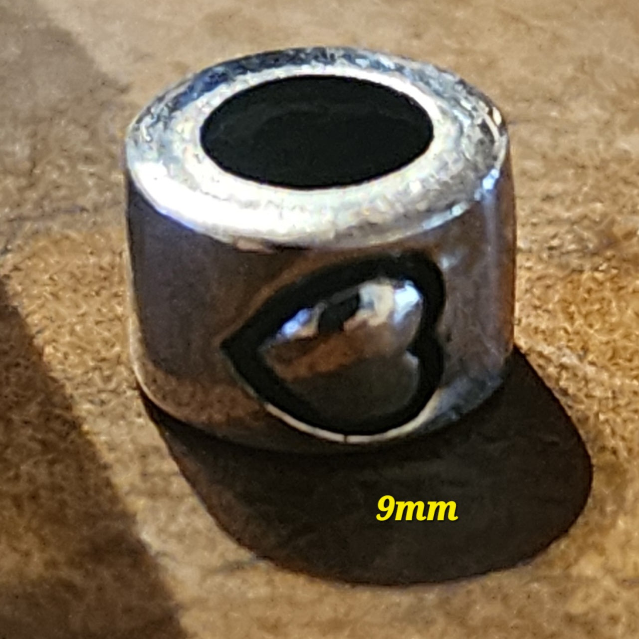 Sterling silver double heart engraved bead