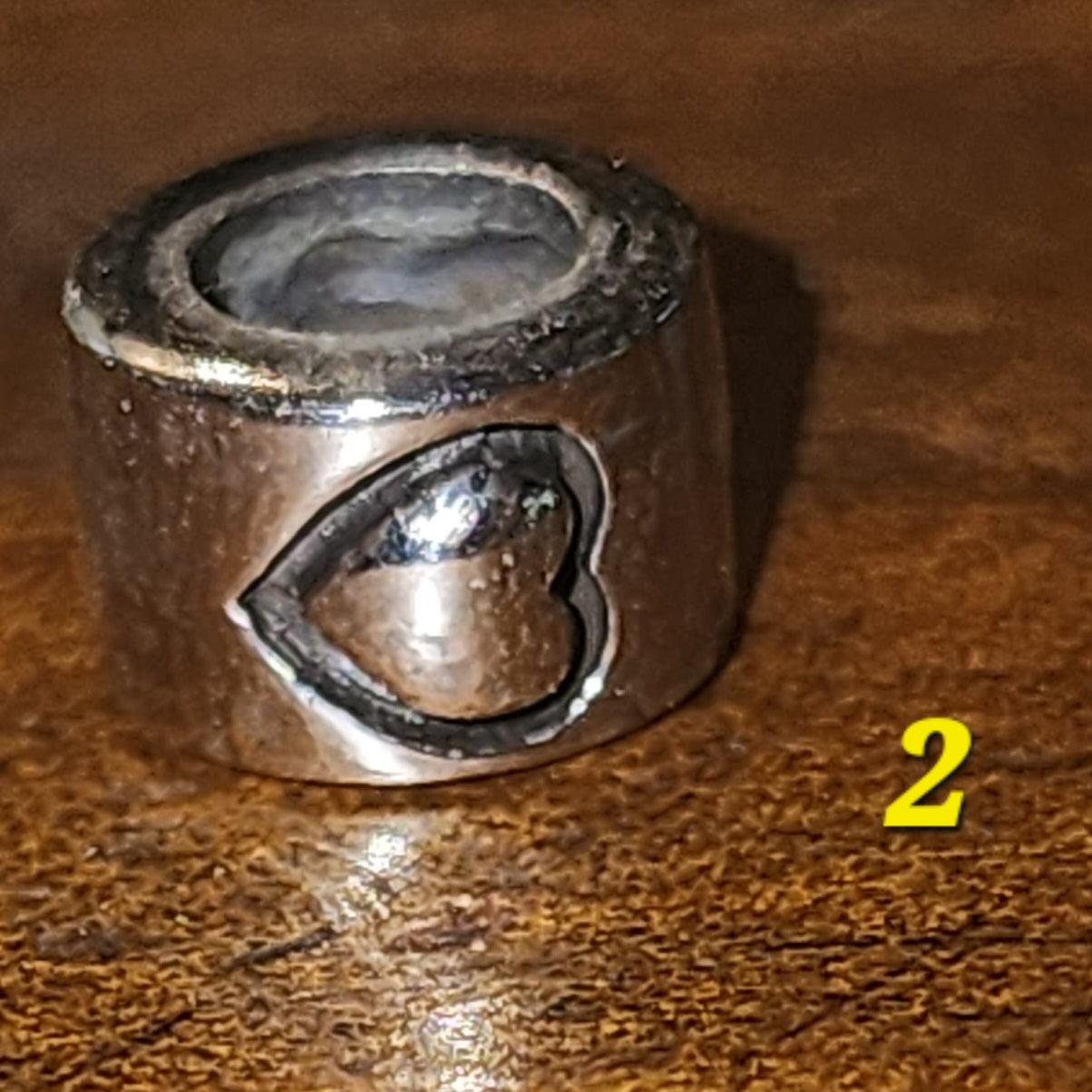 Sterling silver double heart engraved bead