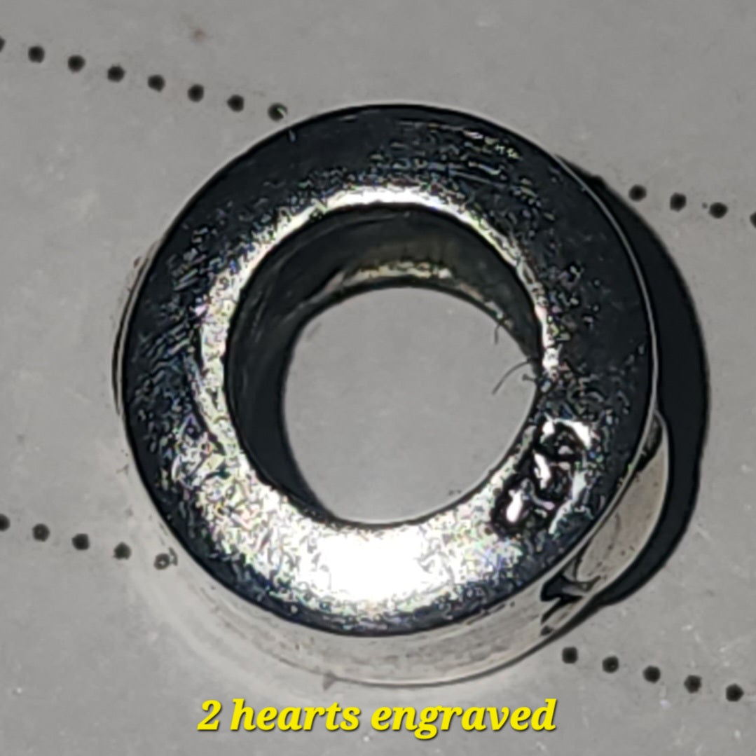 Sterling silver double heart engraved bead