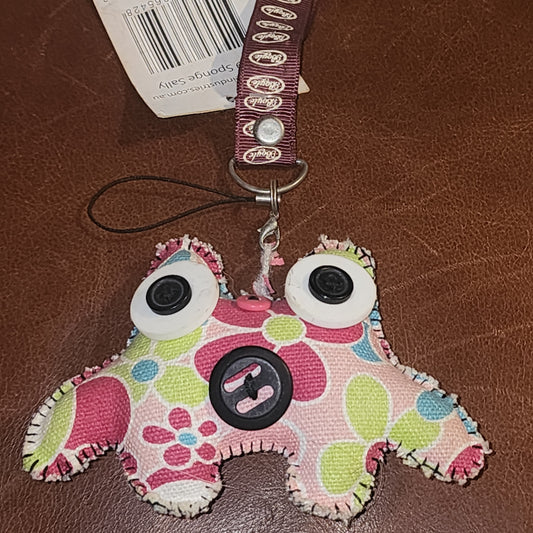 Fabric frog keyring with lanyard