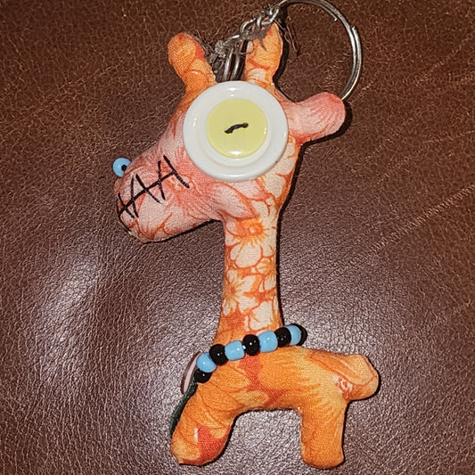 Fabric funky giraffe keyring 8.5cm