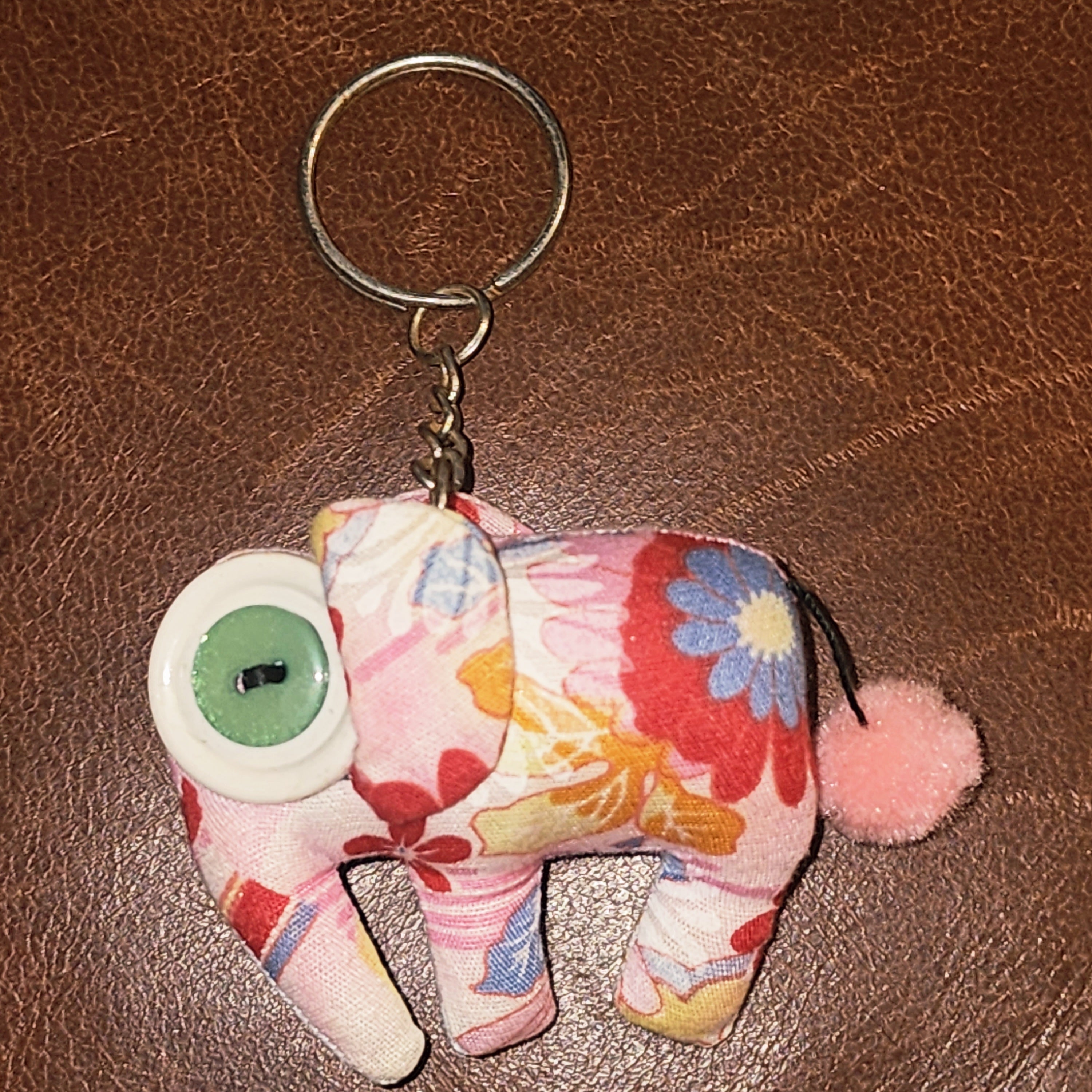 Fabric elephant keyring – Fred the Needle