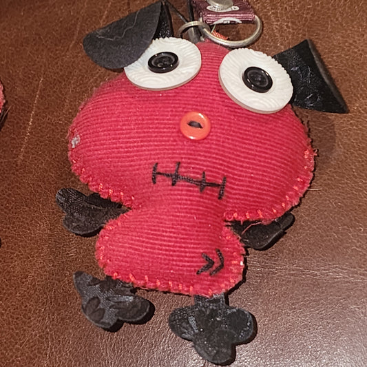 Corduroy fabric dog keyring
