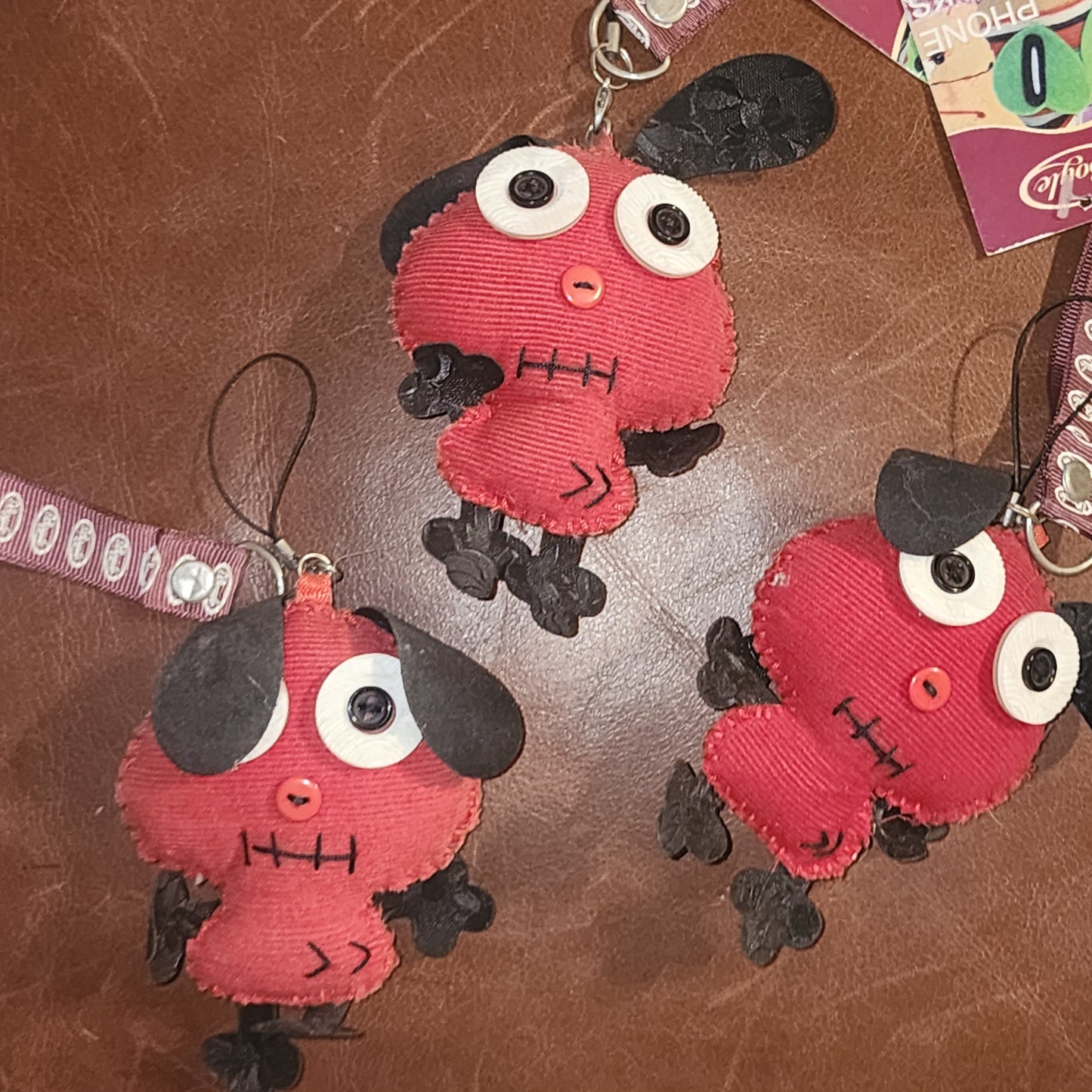 Corduroy fabric dog keyring