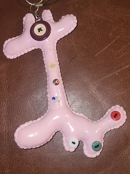 Pink vinyl funky giraffe keyring