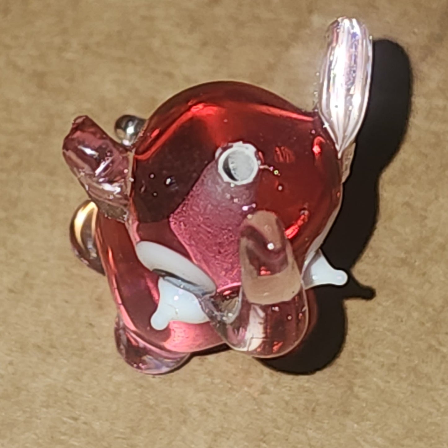 Glass handmade lampwork bead PINK ELEPHANT (2.7cm high)
