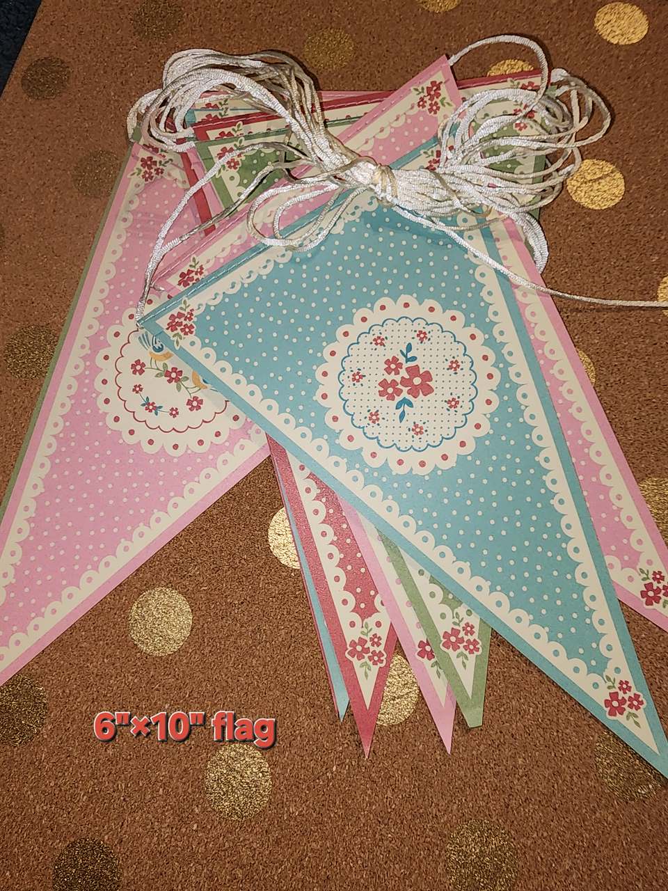 Cottage-style Cardboard bunting flags - 8 metres