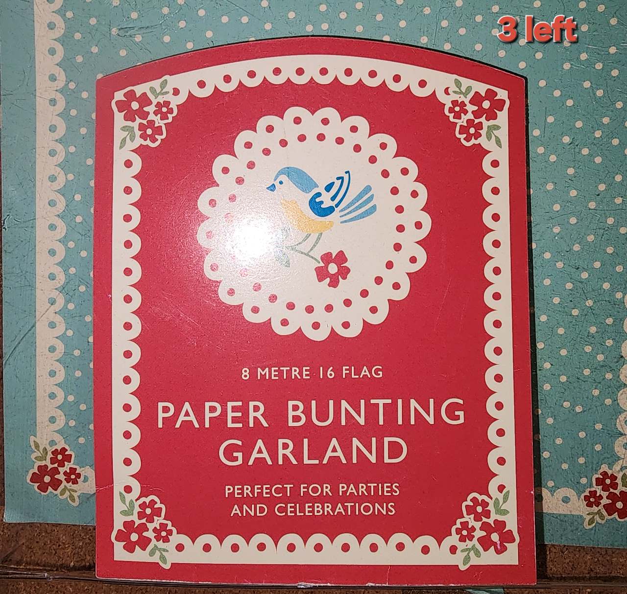 Cottage-style Cardboard bunting flags - 8 metres